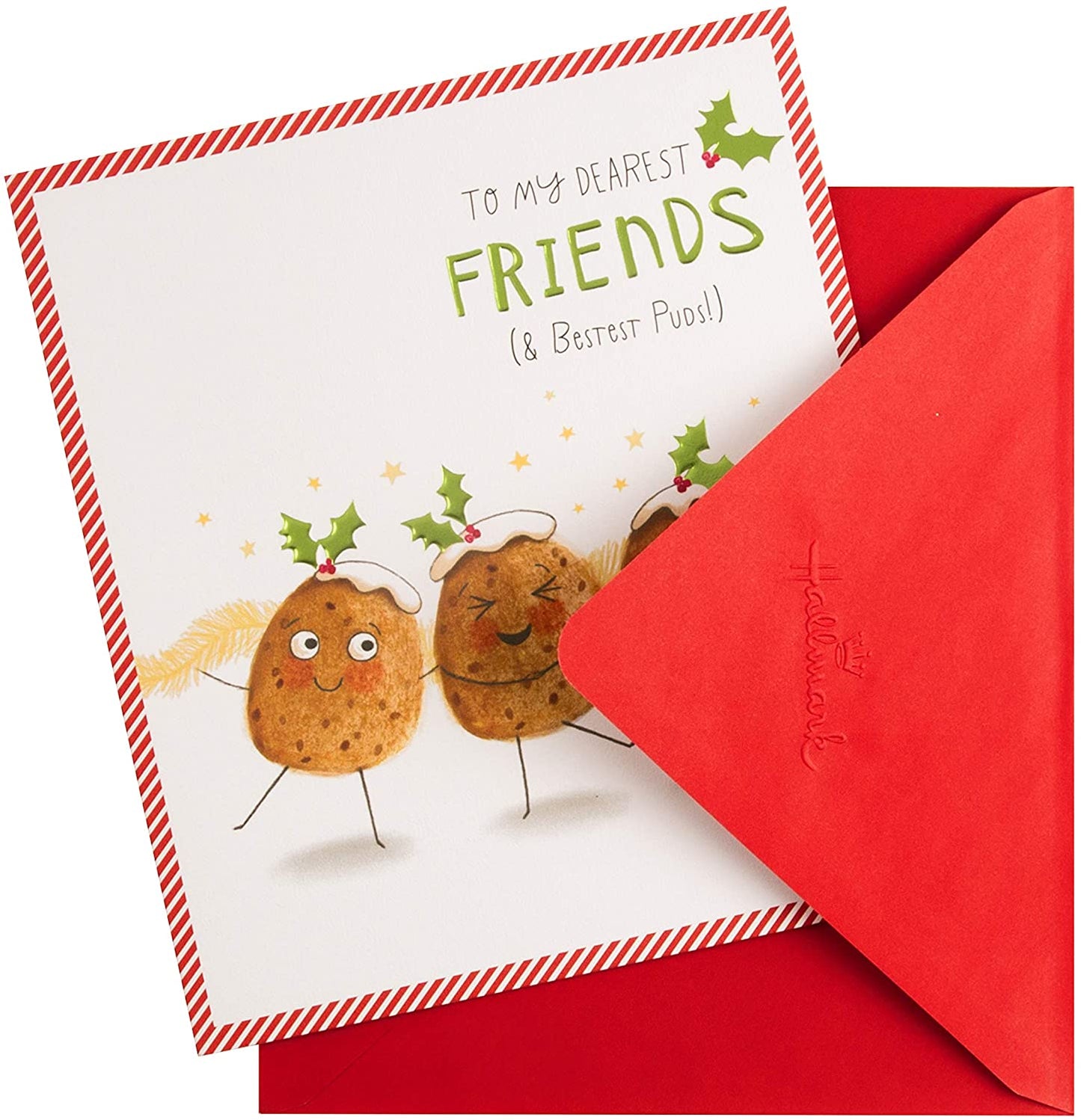 To My Dearest Friends Pun Puddings Design Christmas Card 