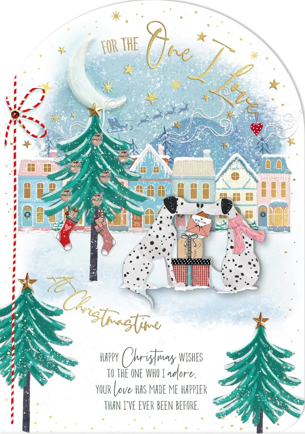 Dalmations Exchanging Gifts One I Love Large Hand Finished Christmas Card