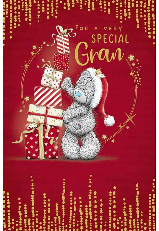 Special Gran Bear Stacking Presents Design Christmas Card