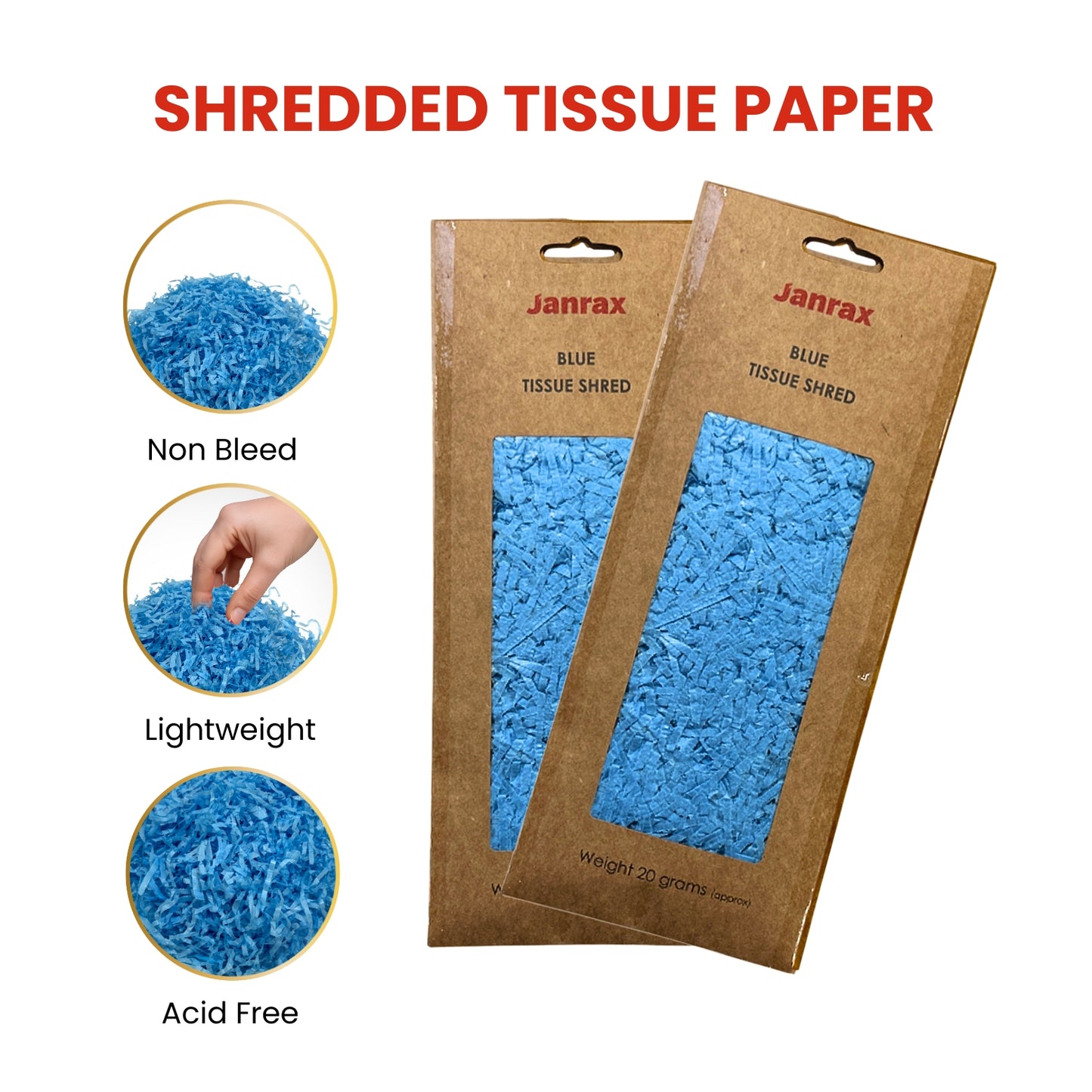 48 Packs of Blue Tissue Shred 20g - Total 960g