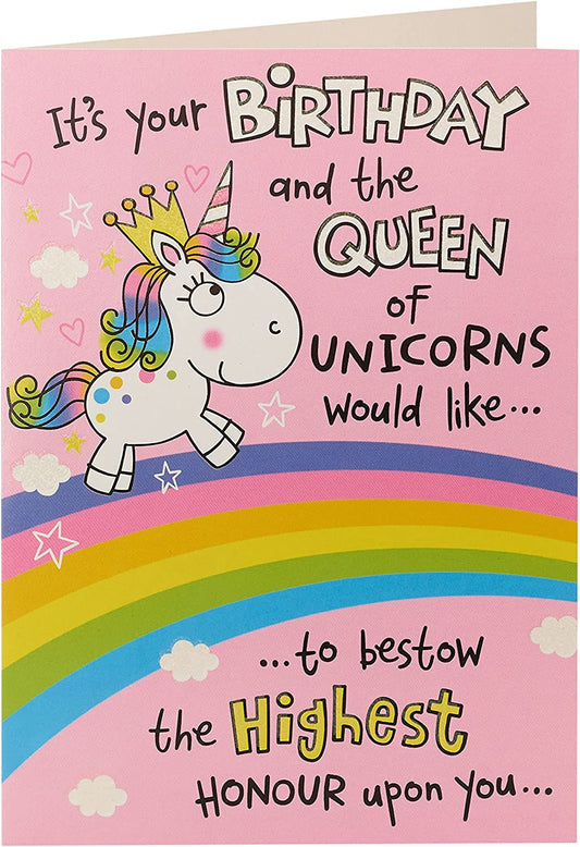 Find Your Name Unicorn Birthday Card Funny