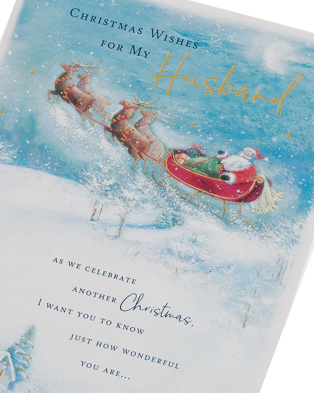 Husband Christmas Card Santa and Sleigh Design