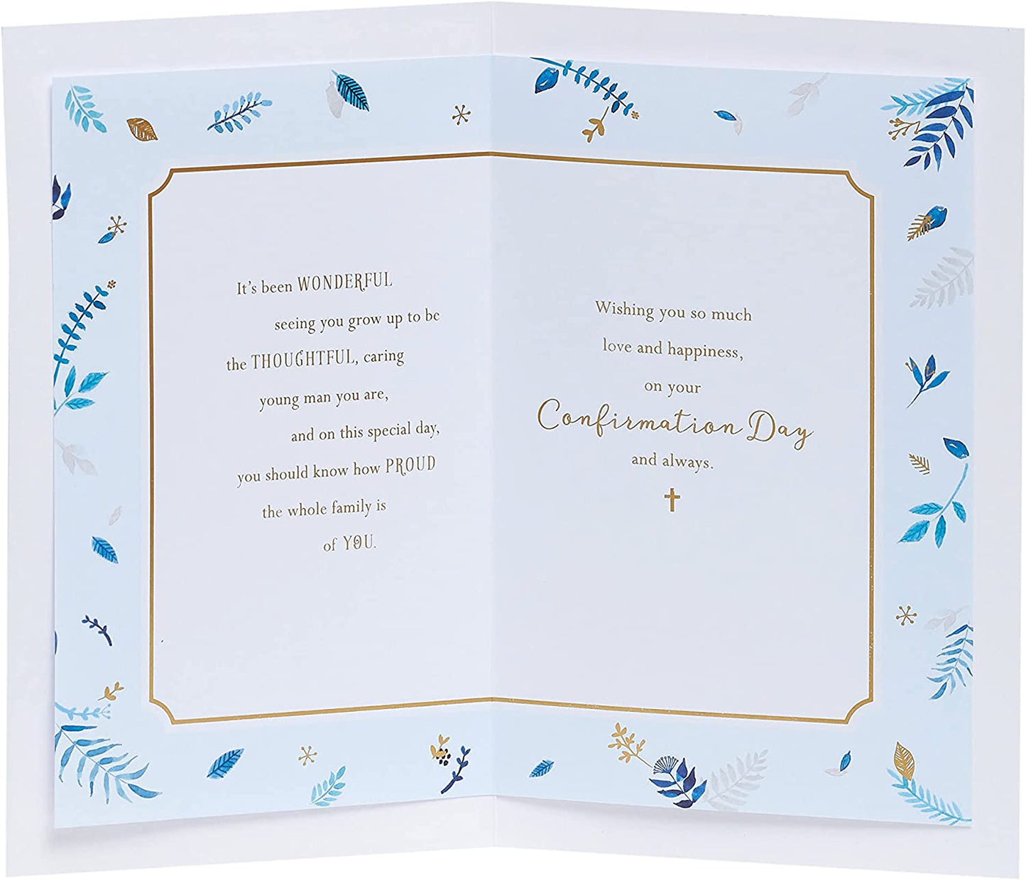 Blue Leaf Design Confirmation Card for Grandson