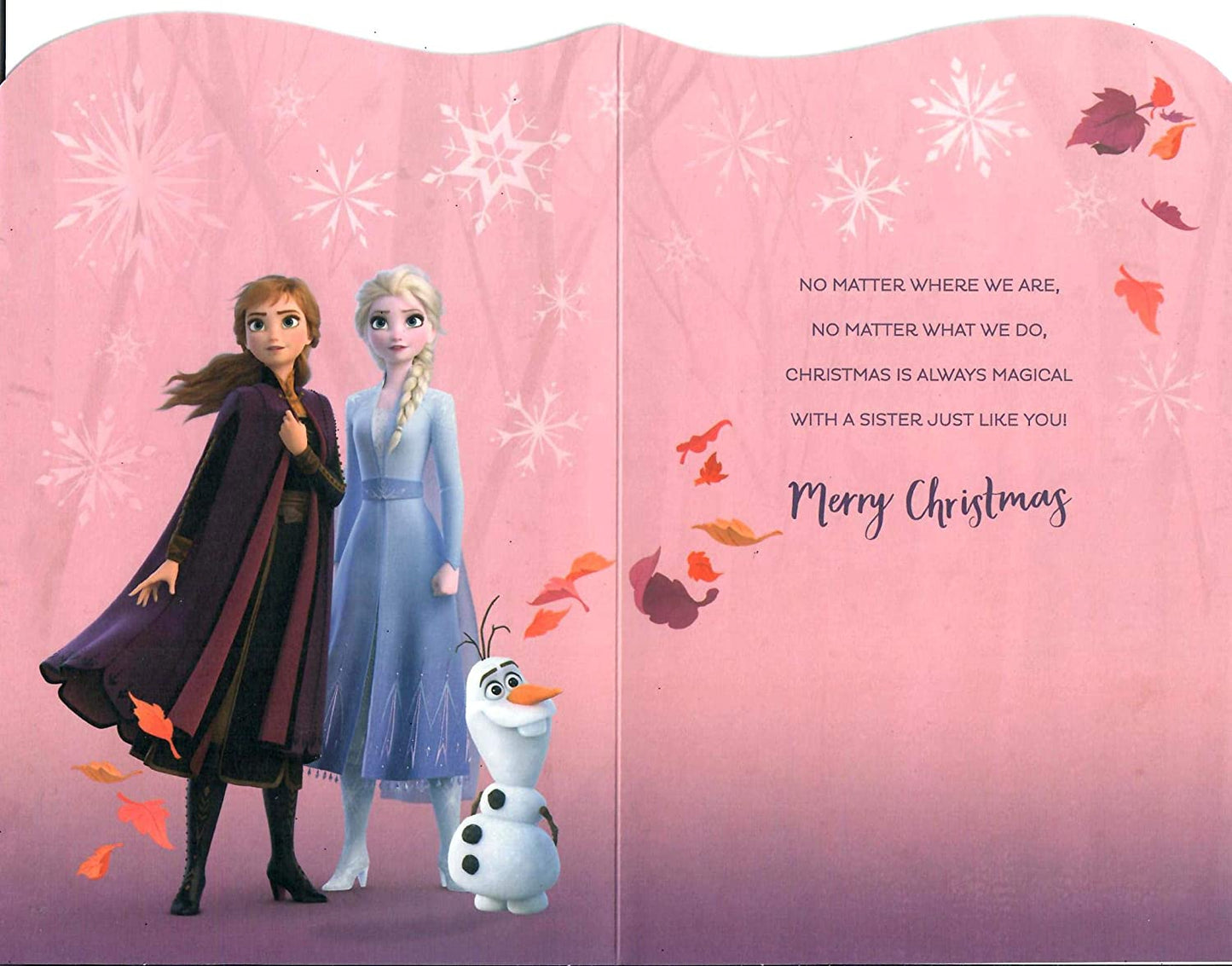 Special Sister Frozen Disney Princess Anna Glitter Christmas Card 