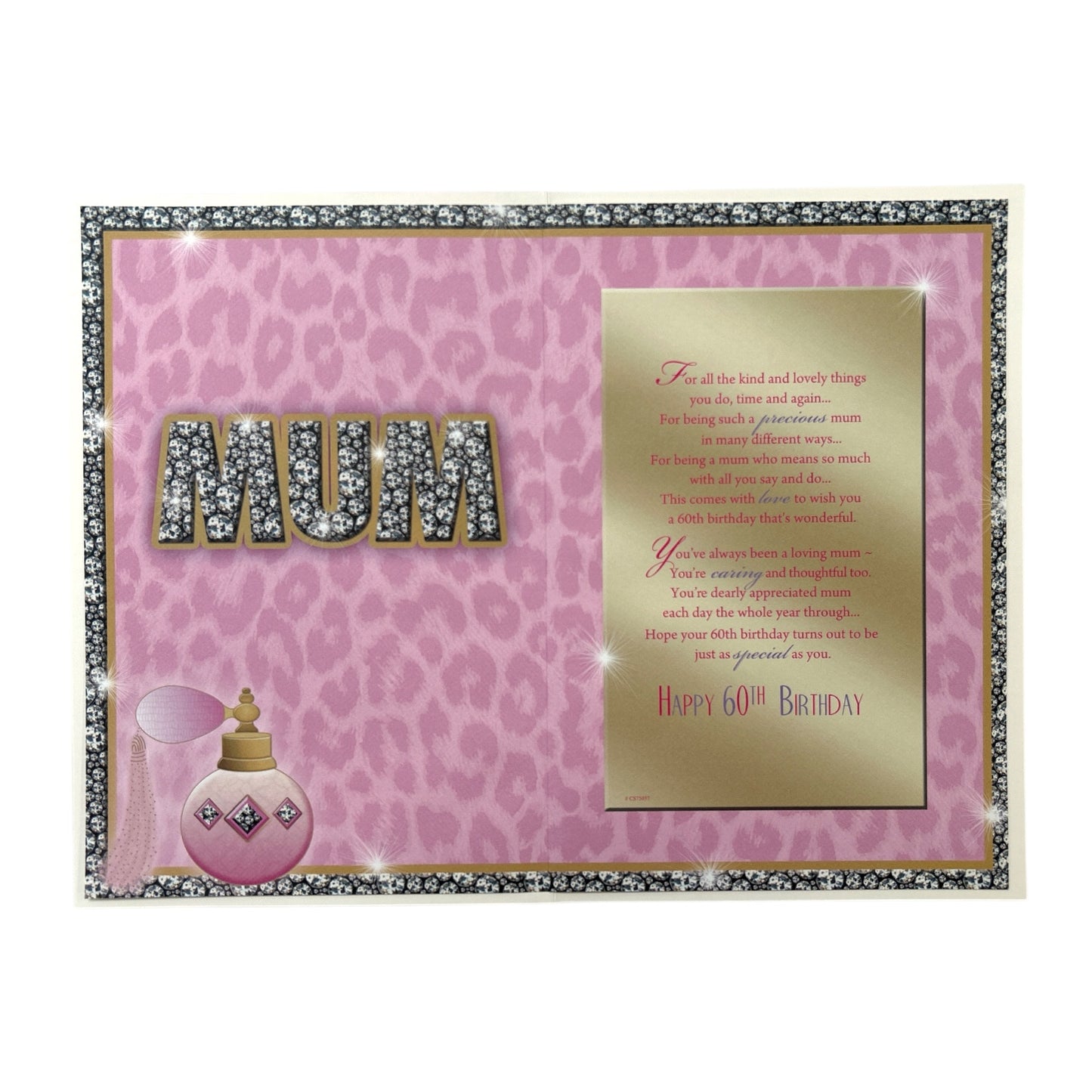 Age 60th Birthday Mum Fabulous At Sixty Sentiment 60 Birthday Greeting Card