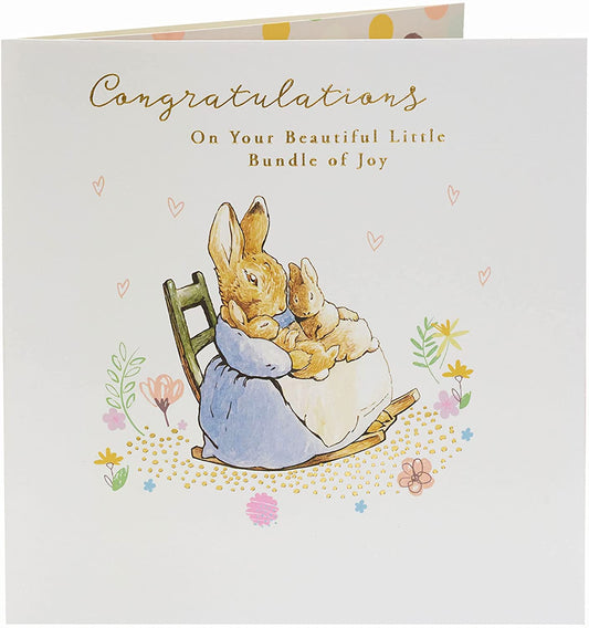 Peter Rabbit New Baby Little Bundle Of Joy Congratulations Card