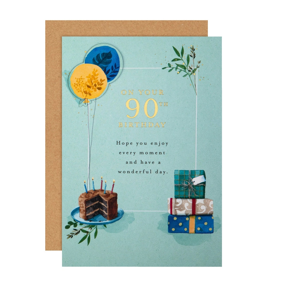 Balloons & Gifts Design 90th Birthday Card