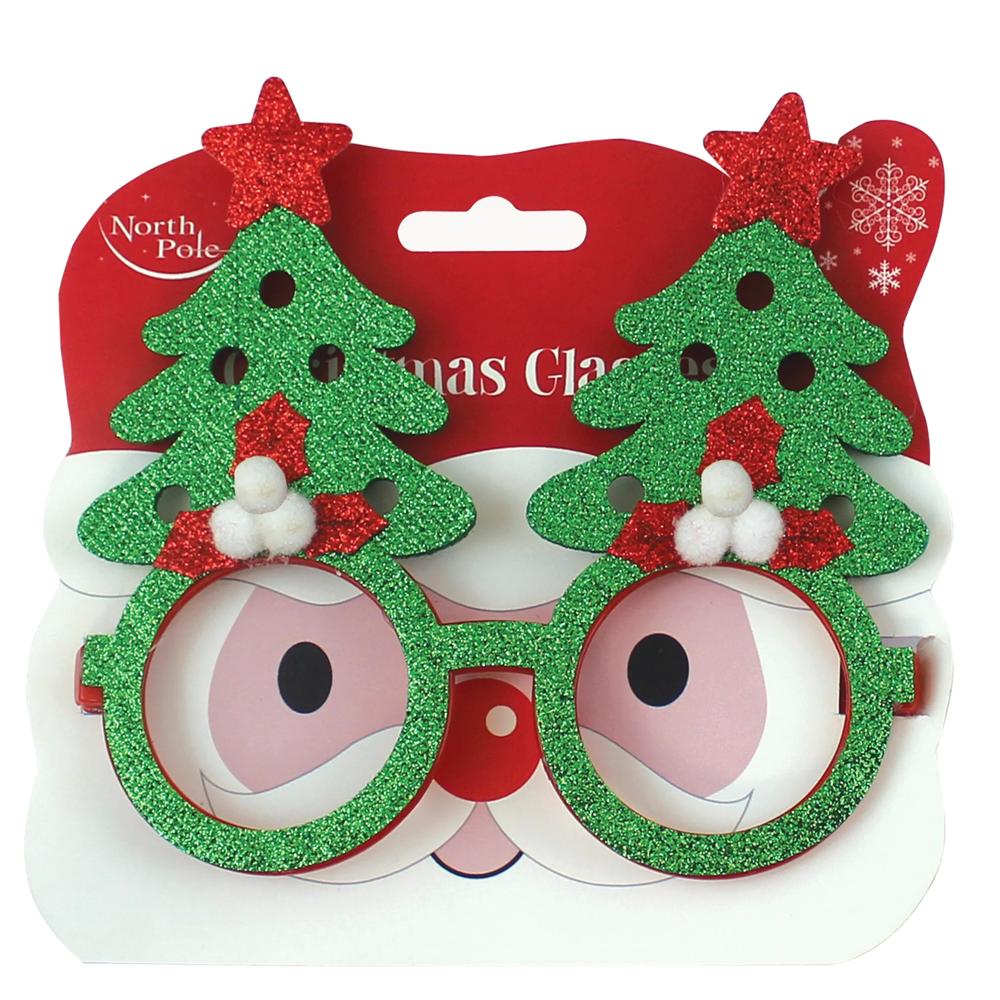 Single Red OR Green Christmas Tree Design Glasses