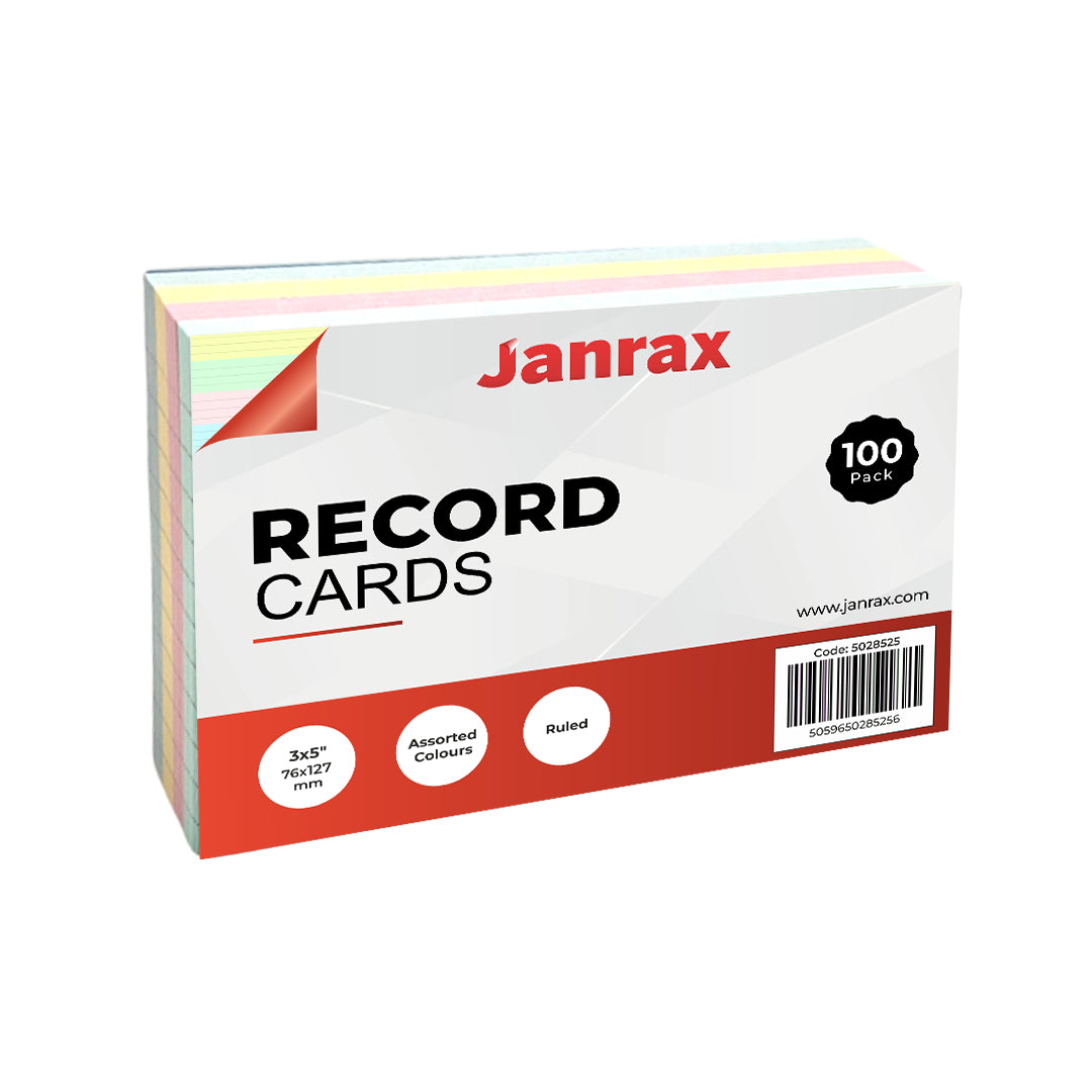 Pack of 1200 Assorted Colour Ruled 5x3" Record Cards – Lined Study Index Cards for Notes, Revision