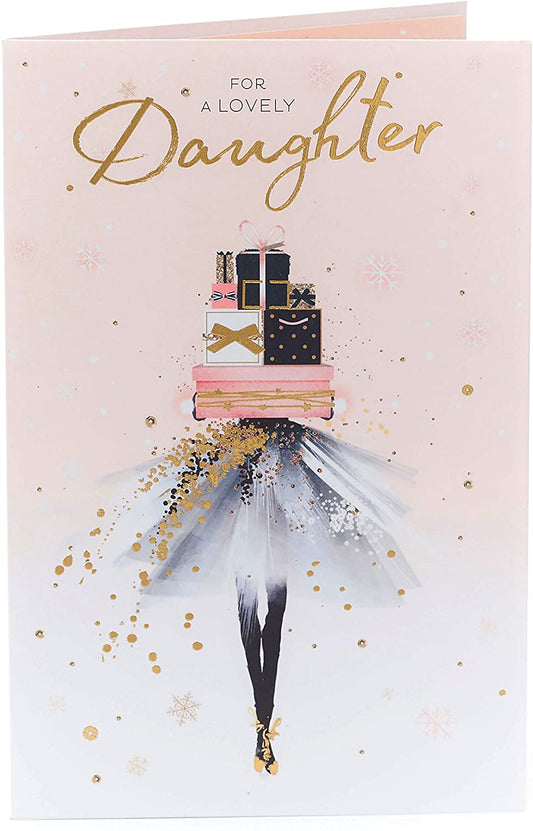 Daughter Christmas Card Gorgeous Pink and Gold Design