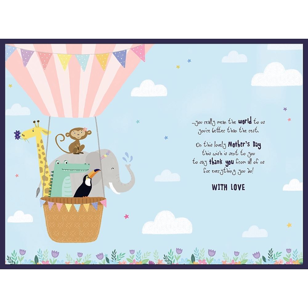 Air Balloon Design With Floral Border From Grandchildren Mother's Day Card