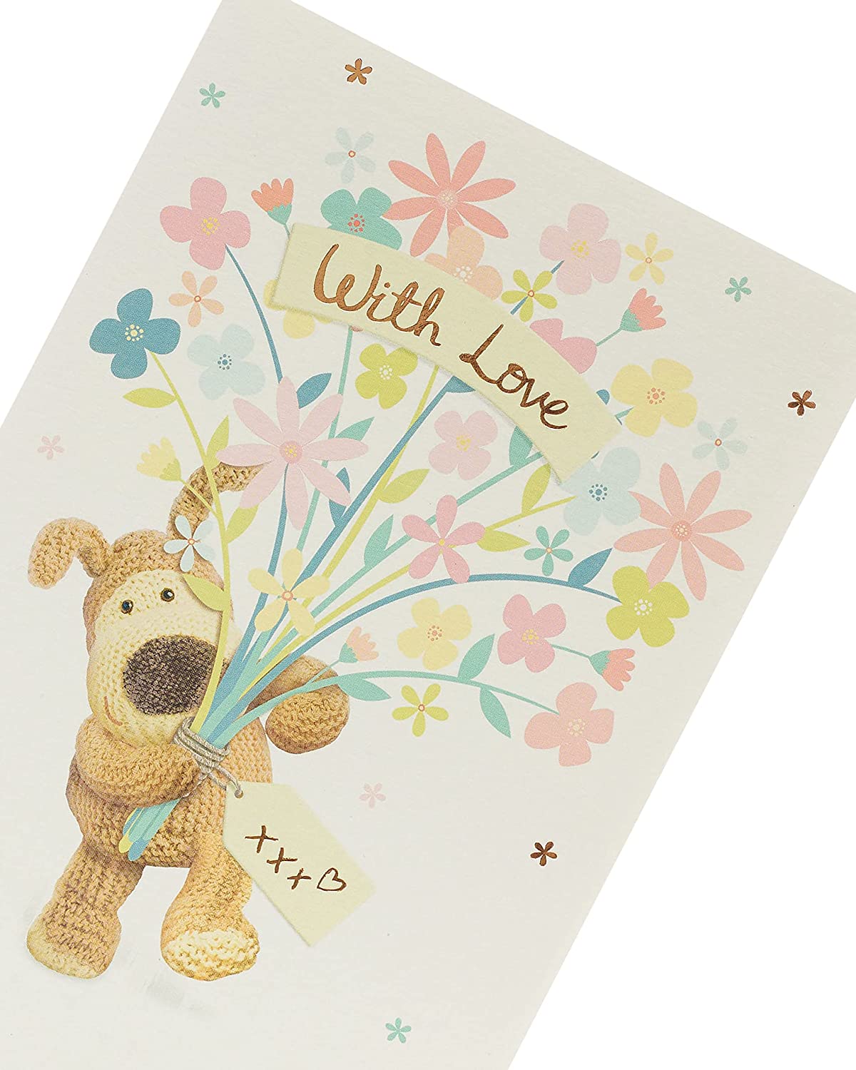 Boofle Holding Flowers Birthday Card