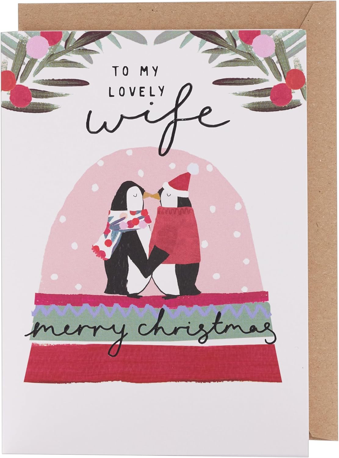 Kindred Penguin Design To My Lovely Wife Blank Christmas Card