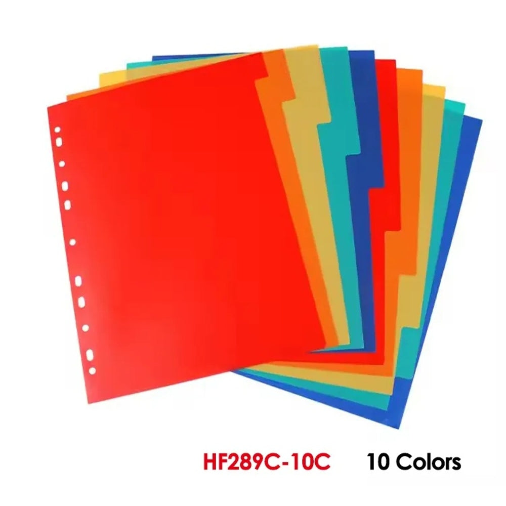 A4 Multicolour 10 Part Tab Dividers with Writable Cover for Ring Binders