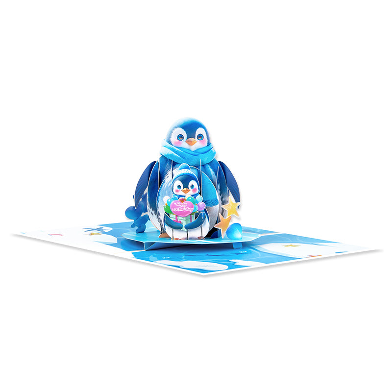 Frosty Hugs Cute Penguin Love 3D Mother’s Day Pop Up Card