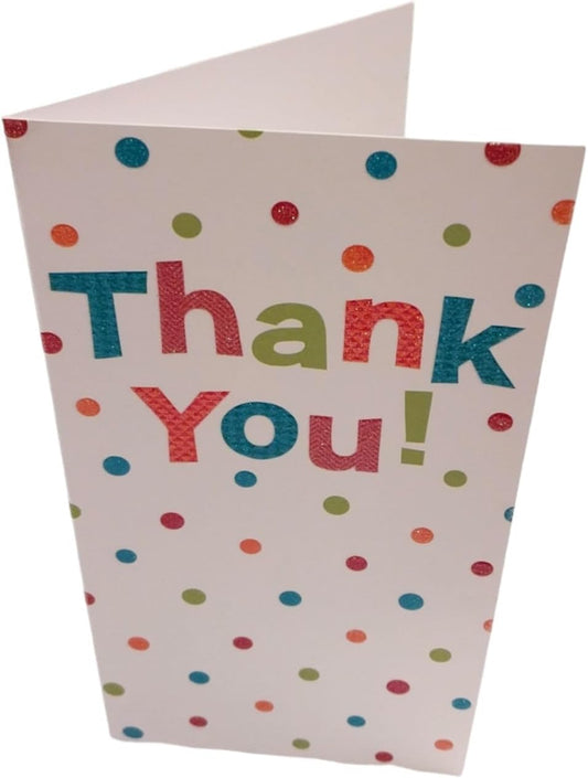 8 Pack Glitter Finished Thank You Cards with Spots 