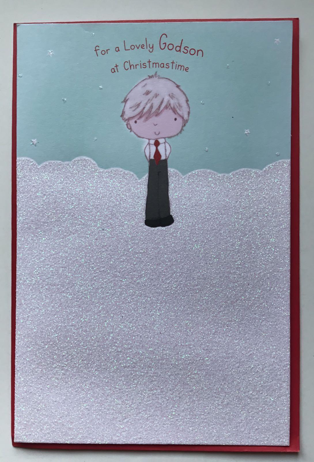 For a Lovely Godson at Christmas Christmas Card