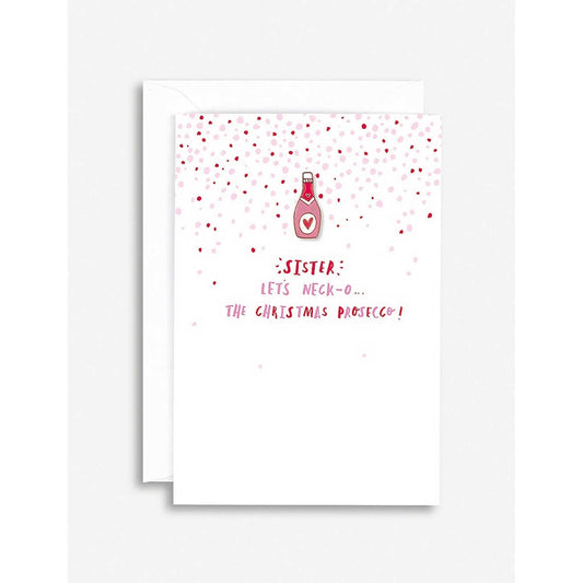 Hotch Potch Christmas Card with Enamel Pin Badge Sister Let's Neck-O The Christmas Prosecco!