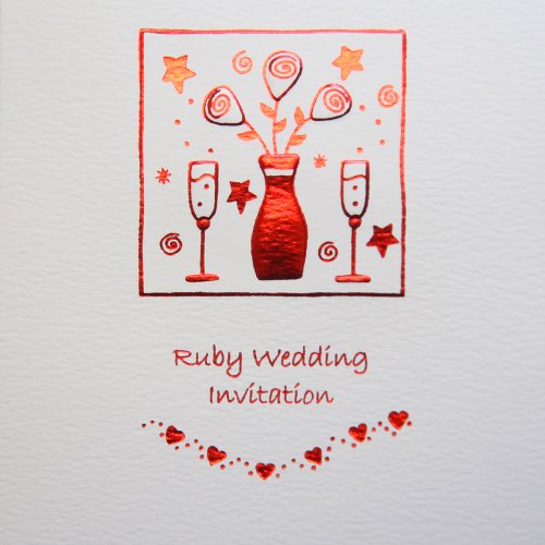Ruby Wedding Anniversary Invitations - Pack of 5