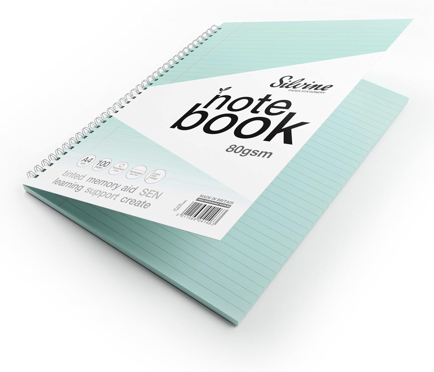 A4+ 100 Pages Twin Wire SEN Blue Paper Dyslexia Notebook - Lined with Margin