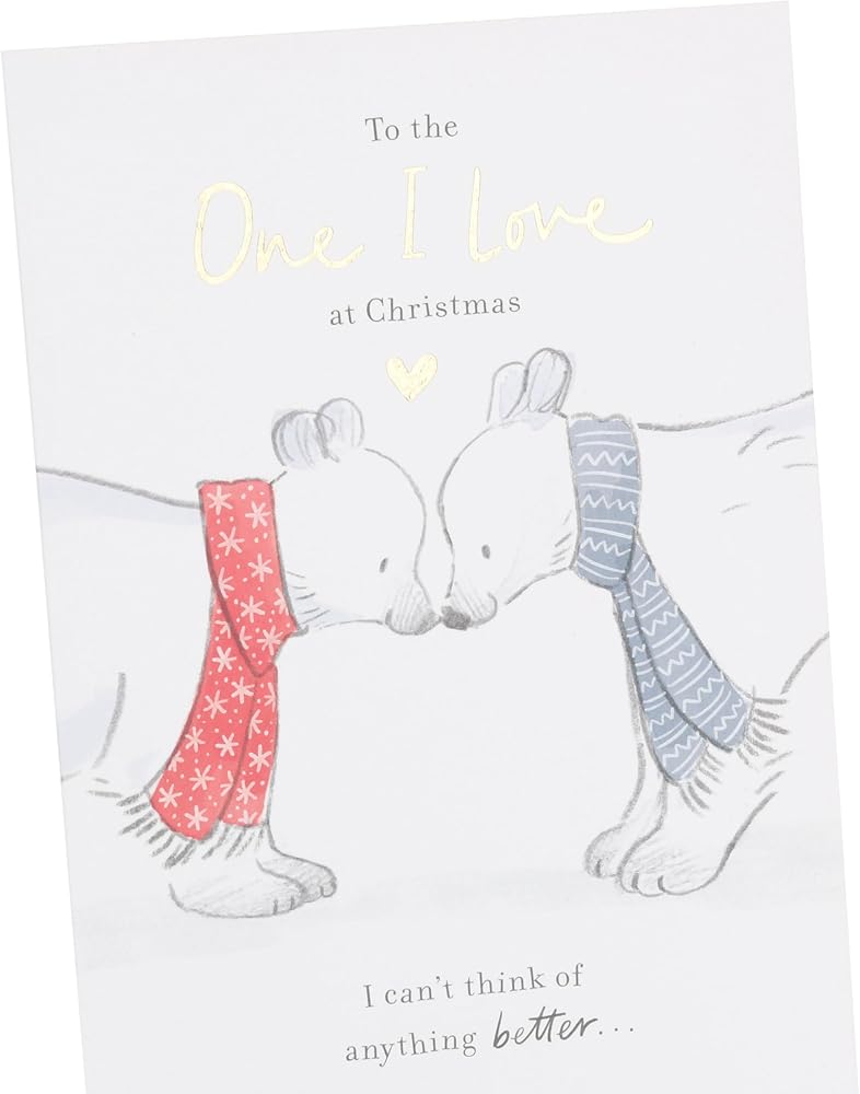 Bears Kissing One I Love Christmas Card