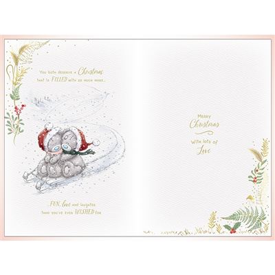 Bears Pulling Xmas Pudding Luxury Handmade Son & Daughter-in-Law Christmas Card