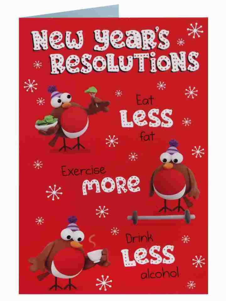 New Year's Resolutions Humour Happy New Year Christmas Greeting Card