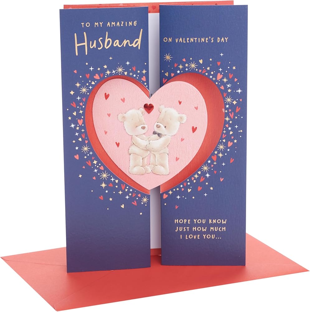 Bears Inside Heart Design Husband Valentine's Day Card