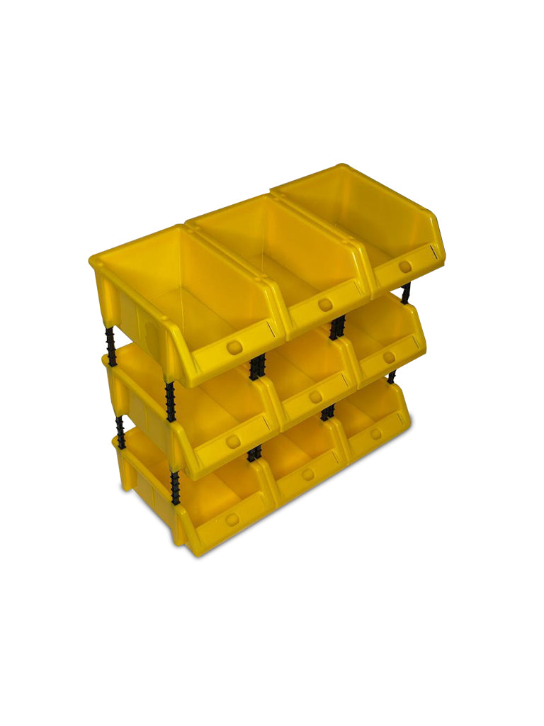 Stackable Yellow Storage Pick Bin with Riser Stands 170x118x75mm