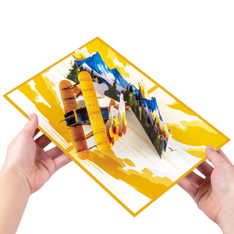 Soaring High Skybound Adventure 3D Biplane Pop Up Card