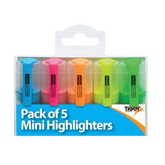 Pack of 5 Tiger Mini Highlighters