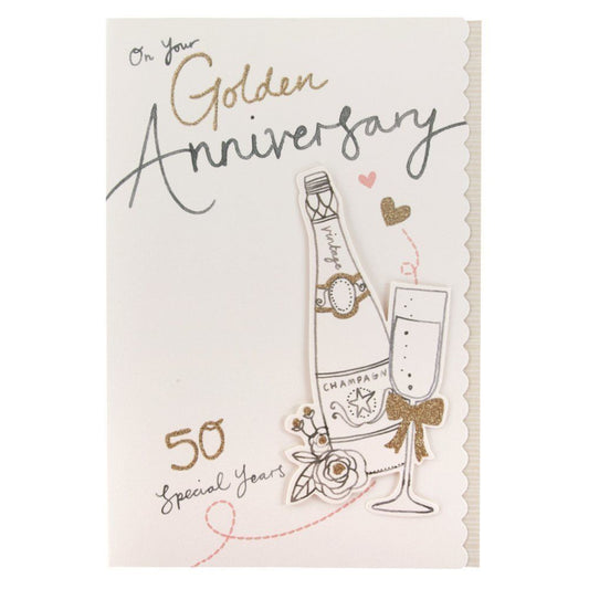 Golden Anniversary Traditional Glitter 3D Attachment Card 50th