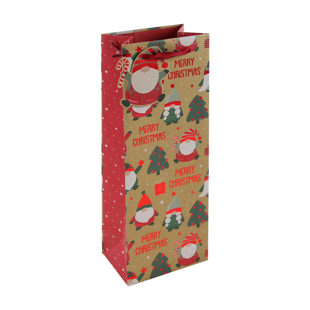Christmas Gonks Bottle Kraft Gift Bag