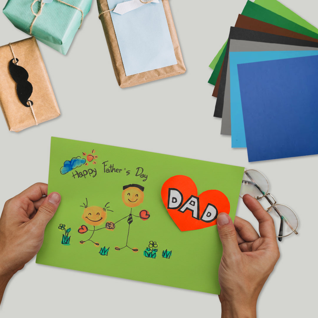 Pack of 350 A5 Assorted Father’s Day Coloured 160gsm Craft Card Sheets – 7 Colours (50 each)