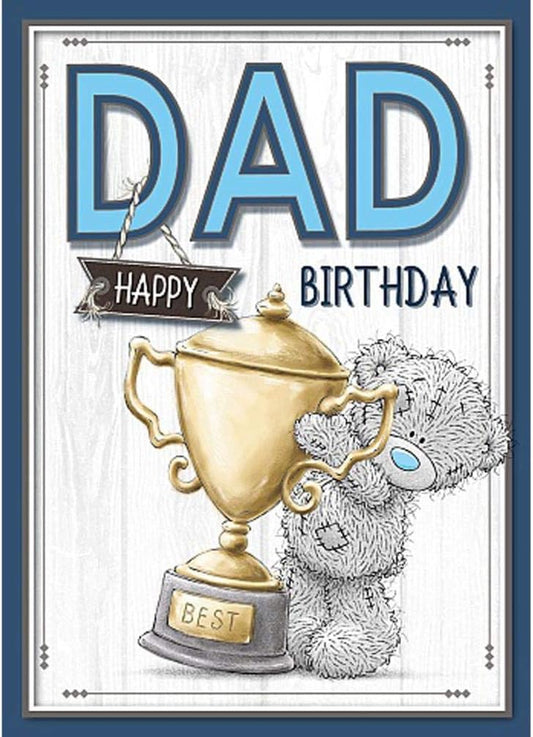 Bear And Trophy Dad Birthday Card
