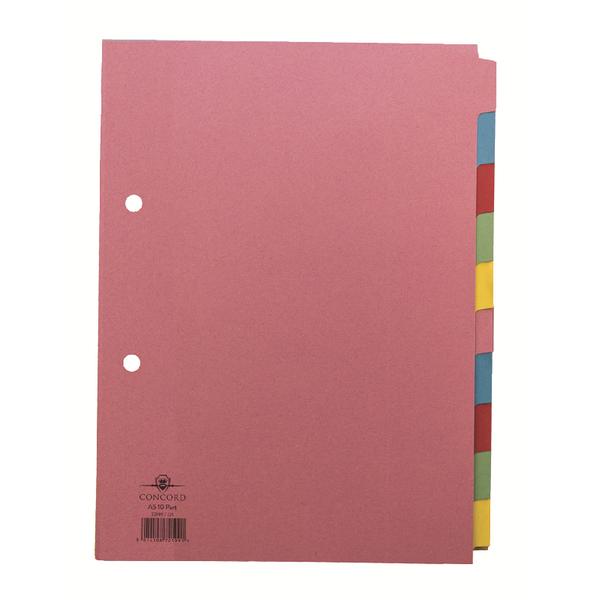 A5 10-Part 160gsm Pastel Colours Concord Divider