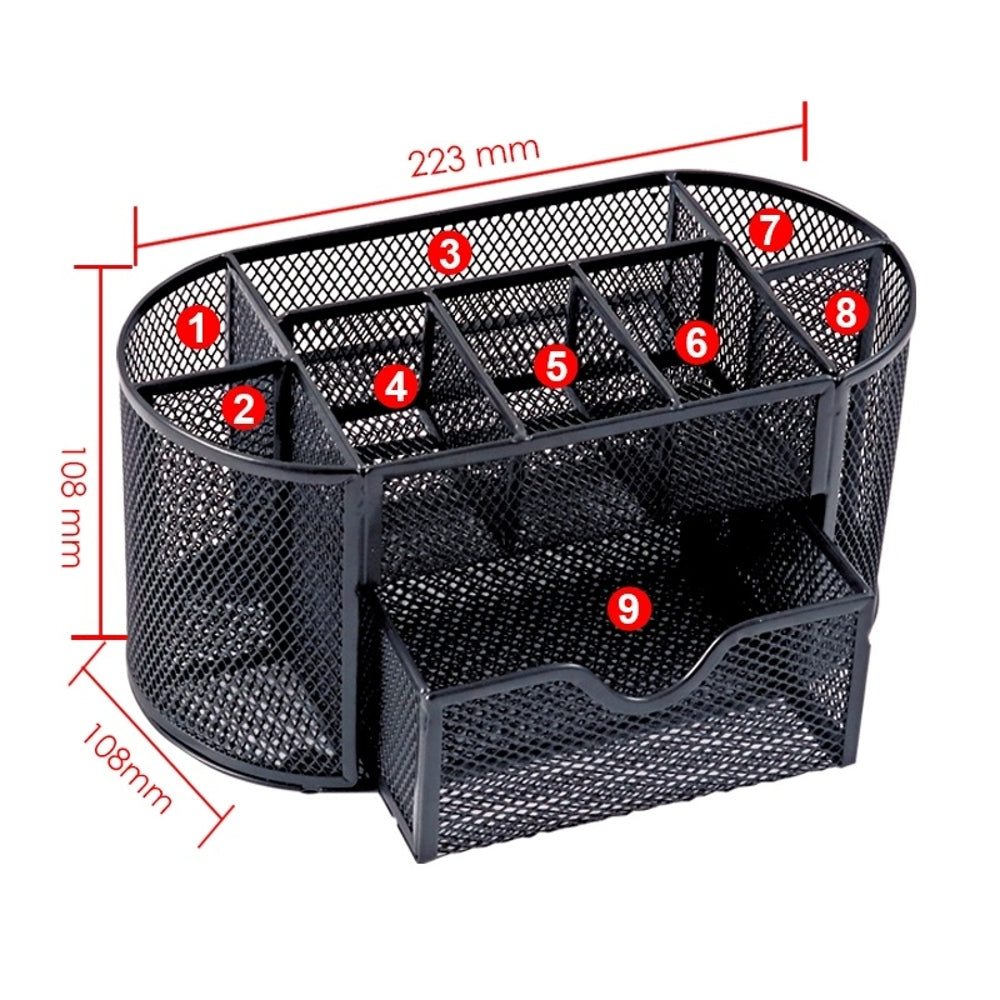 9 Compartment Wire Mesh Desktop Organiser