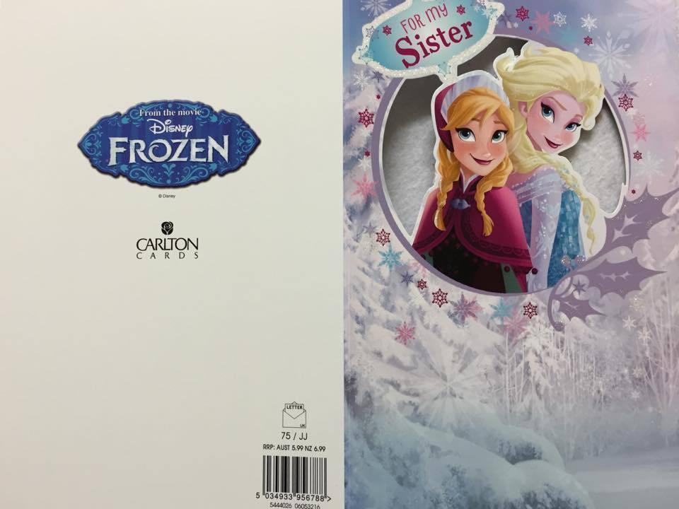 Sister Disney's Frozen Christmas Card For Girls Queen Elsa & Princess Anna