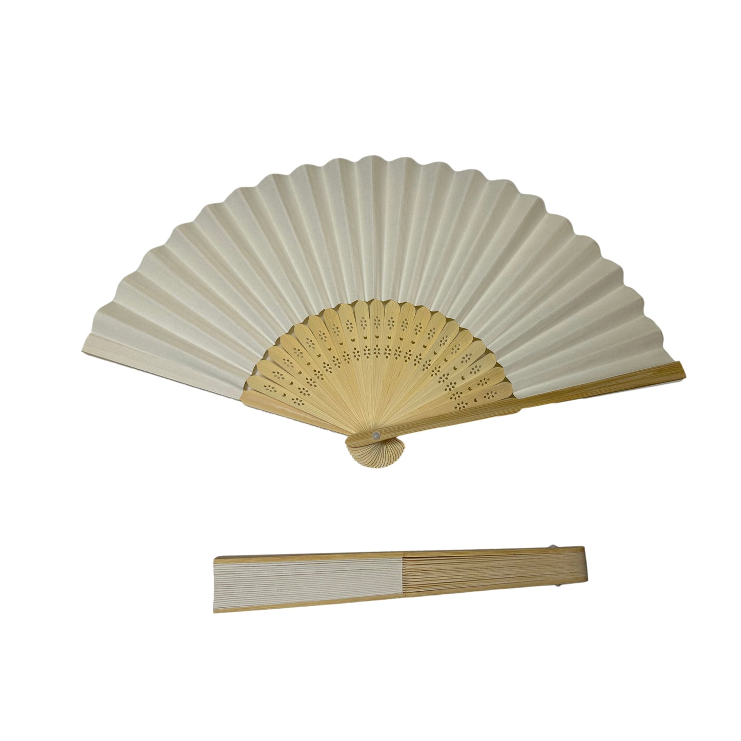 Pack of 500 Rice White Paper Foldable Hand Held Bamboo Wooden Fans by Parev