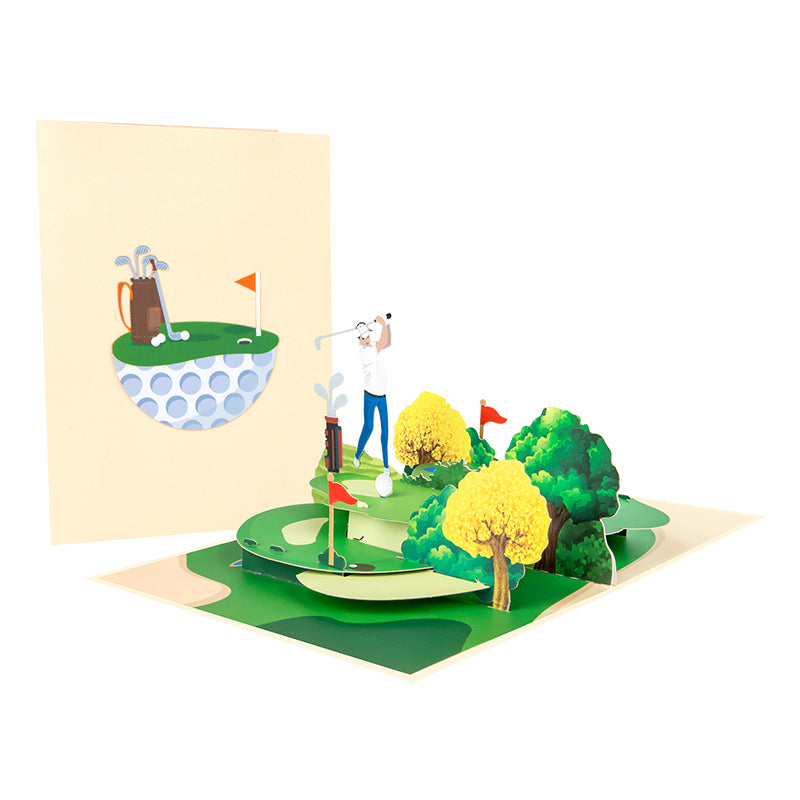 Swing Into Joy Golfer’s Celebration 3D Pop Up Greeting Card