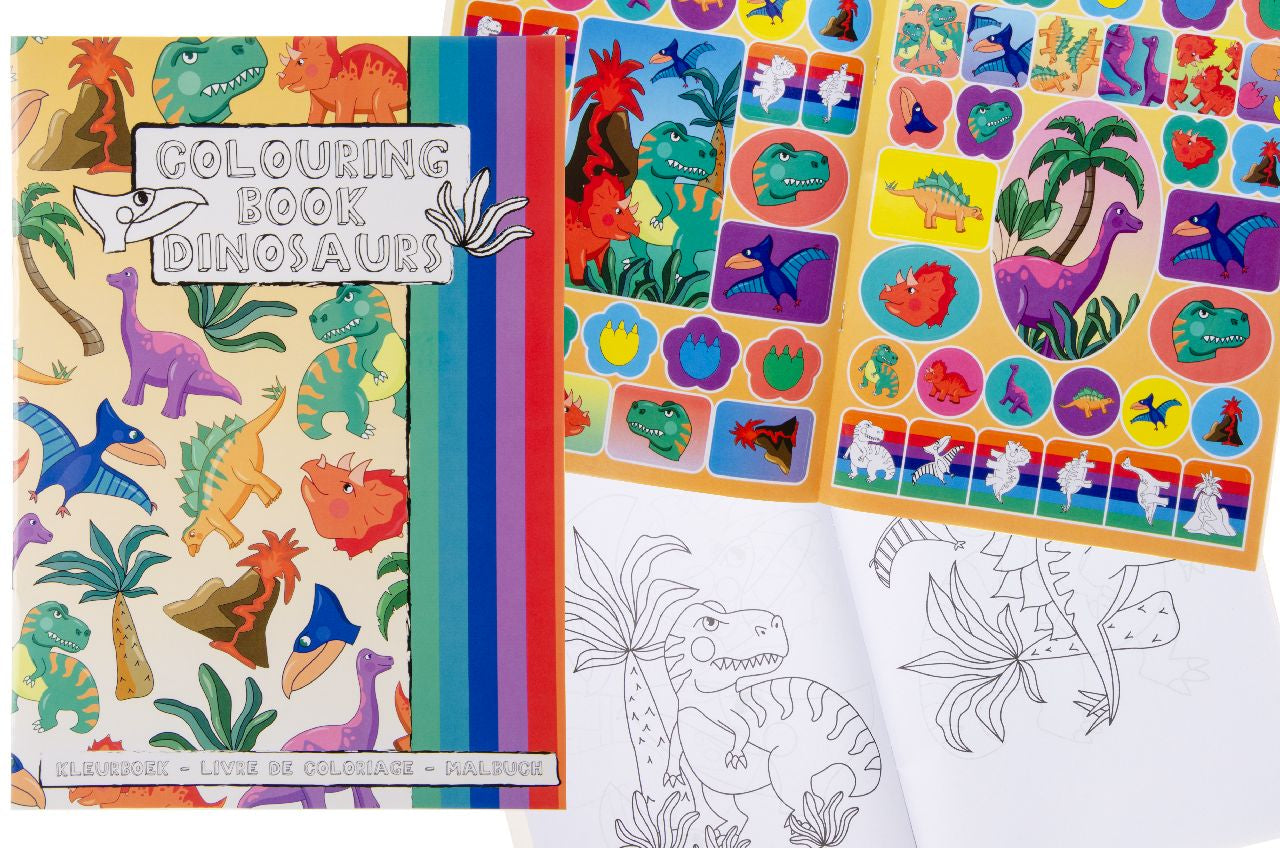 Pack of 12 A4 Dinosaur Coloring Books with Stickers Sheet