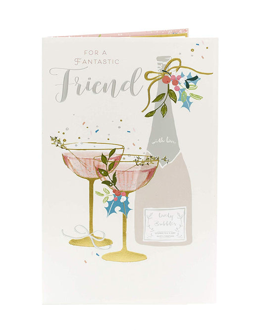 Fantastic Friend Prosecco Drinks Elegant Christmas Card