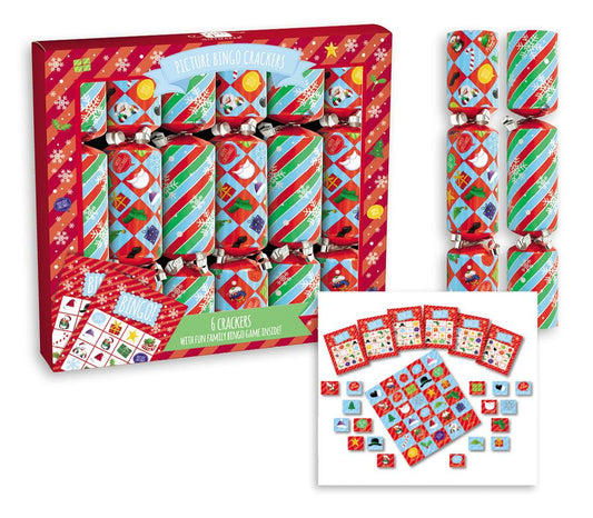 Pack of 6 Picture Bingo 9" Christmas Crackers