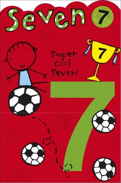 Age 7 Football Birthday Card with Badge 7th Birthday Kids
