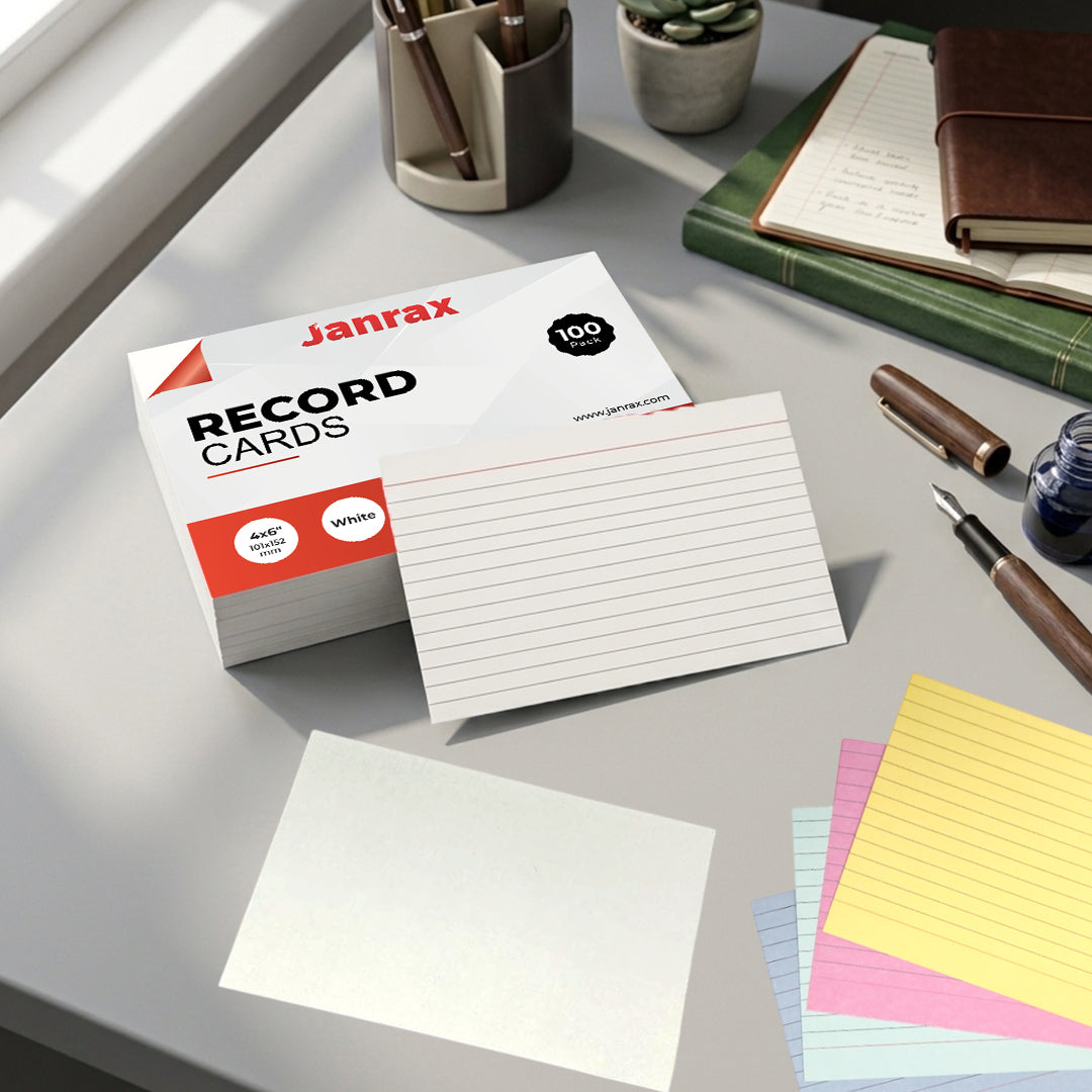 Pack of 600 White Ruled 5x3" Record Cards – Lined Study Index Cards for Notes, Revision