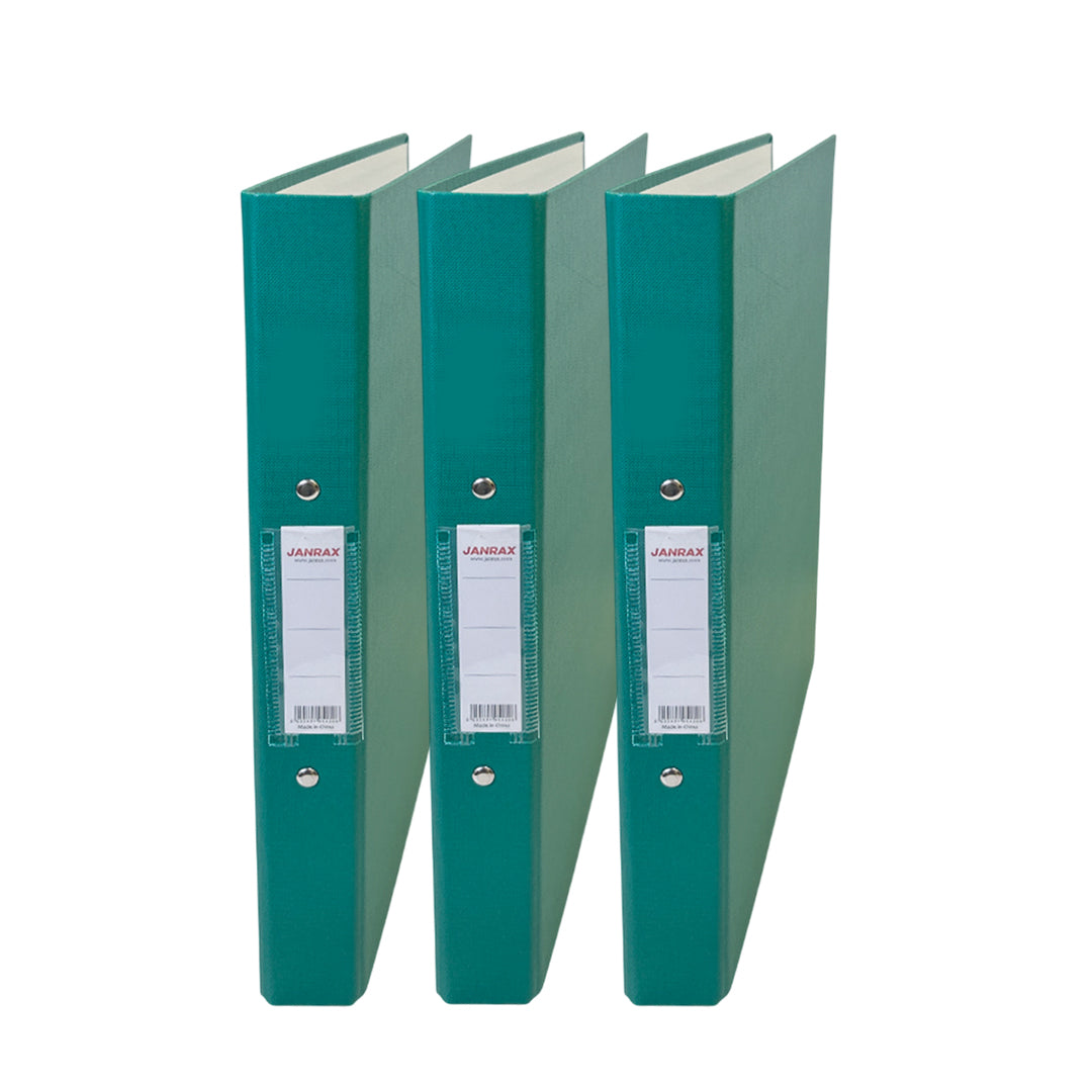 Pack of 3 A4 Green Paper Over Board Ring Binders by Janrax