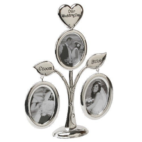 Juliana Wedding Silver Plated Collage Tree 3 Photos Bride & Groom