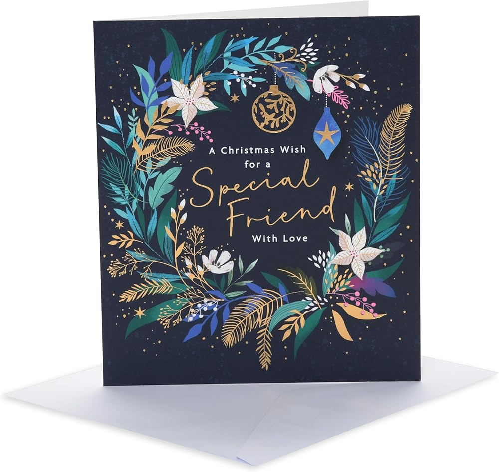 Large Floral Wreath Design Special Friend Christmas Card