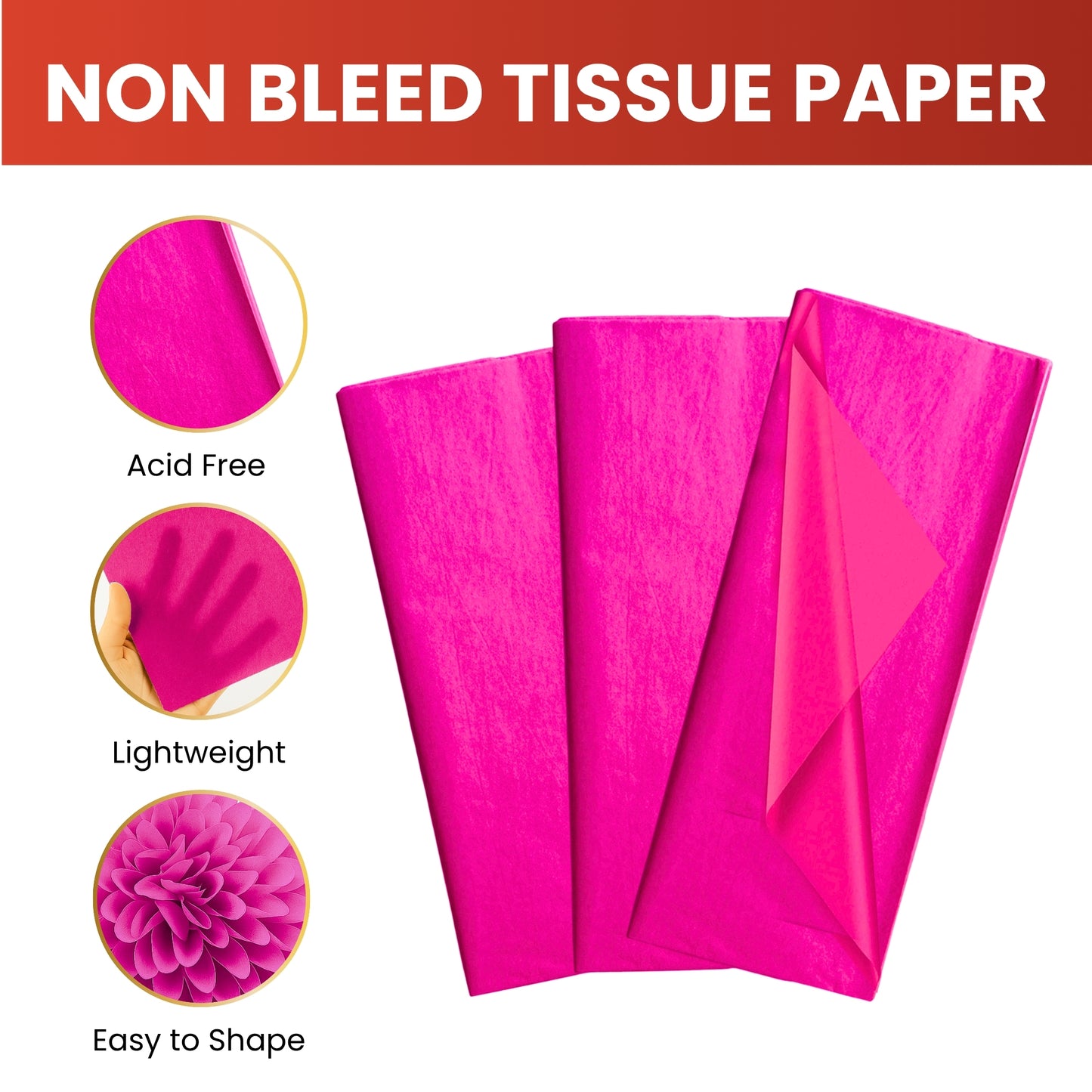 Pack of 800 Pink Acid Free 50 x 70cm Tissue Paper Sheets