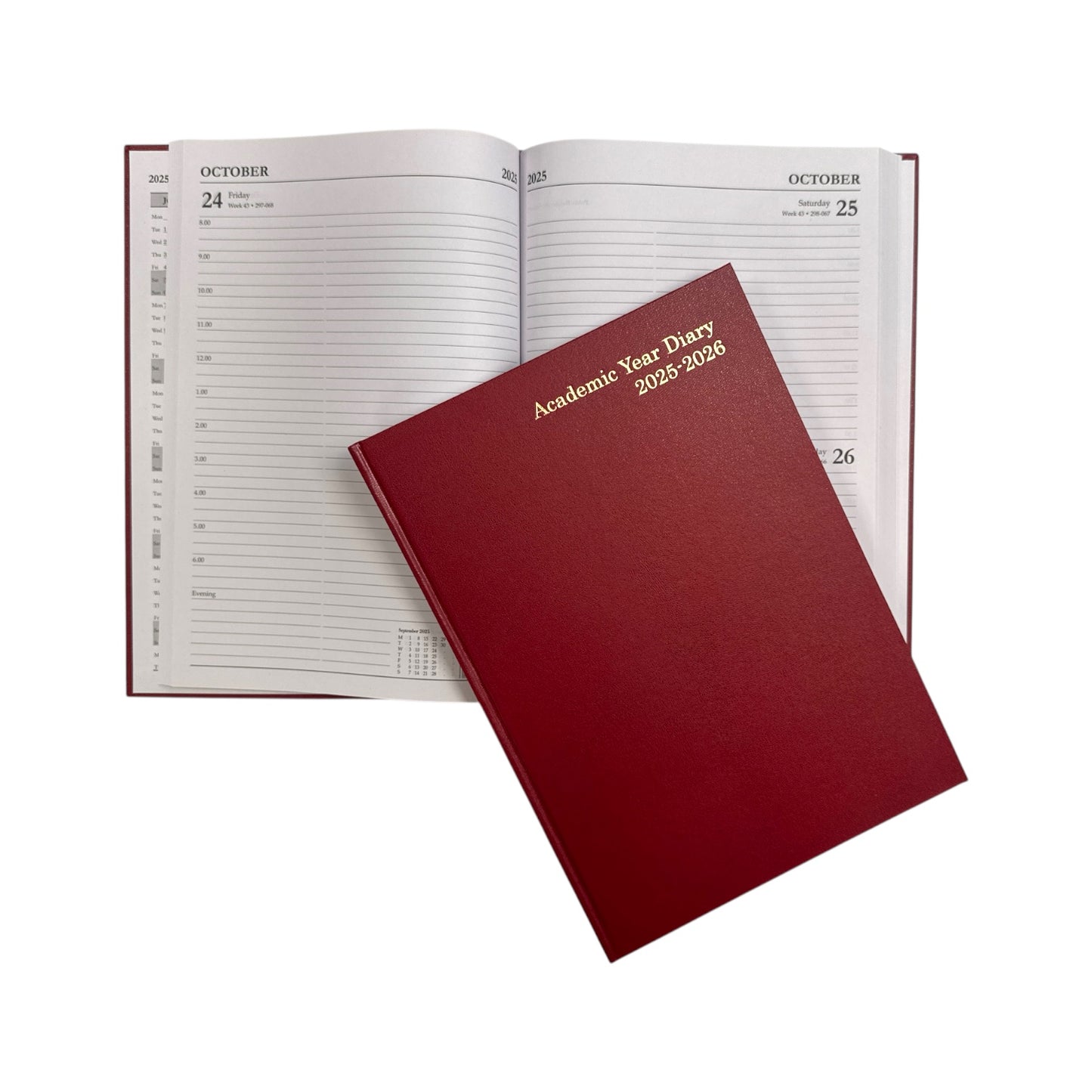 Janrax 2025-2026 A4 Day Per Page Burgundy Academic Diary